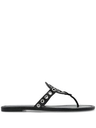 Tory Burch eyelet-embellished sandals - women - Calf Leather/Rubber/Calf Leather - 6.5 - Black