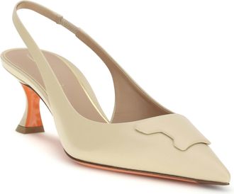 Santoni Womens Taylor Slingback Pumps Light Brown Calf Leather Bos Taurus High Heel Shoes