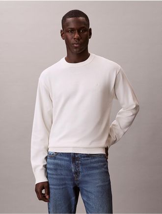 Calvin Klein Jeans Calvin Klein Mens Smooth Cotton Relaxed Sweater - White - 2XL
