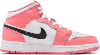 Nike Jordan Girls 1 Mid - Girls Grade School Basketball Shoes Pink Gaze/White/Black Size 3.5