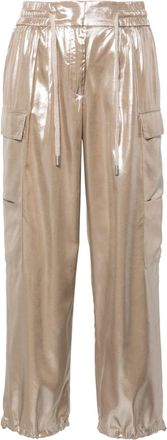 PESERICO metallic straight-leg cargo pants - women - Acetate/Cupro/Viscose - 42 - Neutrals