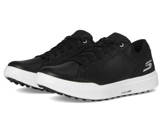 Skechers Go Golf Mens Drive 6 Arch Leather Relaxed Fit Spikeless Golf Shoe Sneaker, Black/White, 9 UK