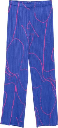 Pleats Please Issey Miyake Pantaloni Pause con pieghe - Blu