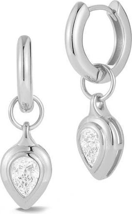 Glaze Jewelry Pear Cut Moissanite Drop Huggie Hoop Earrings in Silver at Nordstrom Rack
