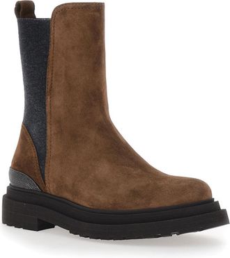 Brunello Cucinelli Womens Ankle Boots Brown Suede Leather