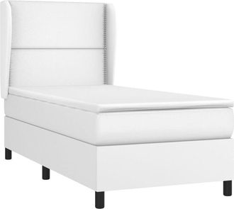 vidaXL Vidaxl - Cama Box Spring Con Colch&oacute;n Cuero Sint&eacute;tico Blanco 90x190 Cm
