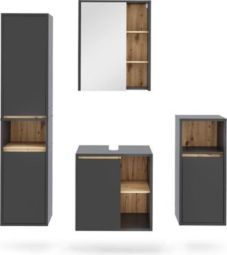 Vicco Conjunto De Muebles De Ba&ntilde;o Viola, Gris/artisan, 4 Partes, Vicco