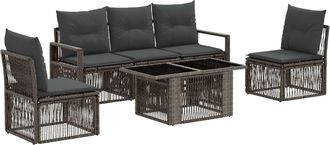 vidaXL Conjunto De Sof&aacute;s De Jard&iacute;n 6 Uds. Gris Y Gris Oscuro Vidaxl