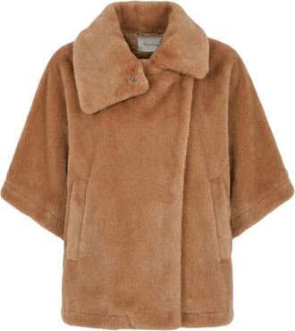 Manila Grace Cappa in Panno con Collo Ampio - - Jackets - Donna - Marrone - S