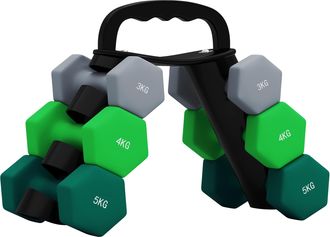 OEM Juego De Mancuernas 2 X3kg 2 X4kg 2 X5kg Con Soporte De Almacenamiento Para Ejercicio Entrenamiento Multicolor