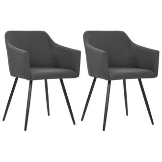 vidaXL 323094 Dining Chairs 2 Pcs Dark Grey Fabric Vidaxl