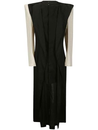 Yohji Yamamoto two-tone layered midi dress - women - Cotton/Flax/Ramie/Cellulose/Wool - 2 - Black