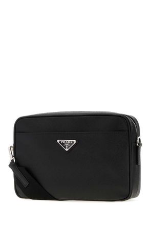 Prada Mens Black Leather Clutch Nero Borse A Mano