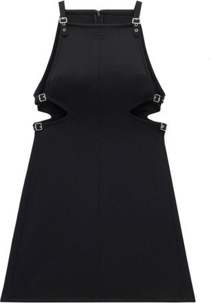 Courrèges buckle-detail shift dress - women - Polyester/Acetate - 36 - Black