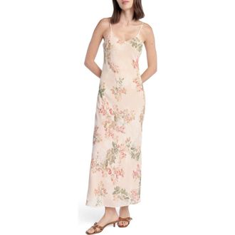 Favorite Daughter The Favorite Floral Georgette Slipdress in Light Peach Rose at Nordstrom, Size X-Large
