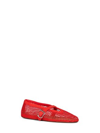Alaia Womens Ballet Flats Red Fishnet Suede Polyamide Ballerina Shoes