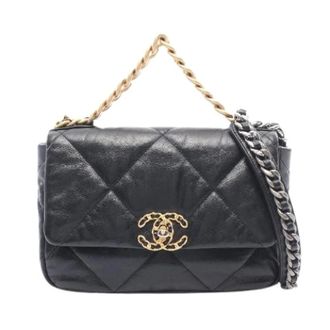 Chanel Pre-owned 19 Matelasse Leder 2way Schoudertas - Dames - Pre-owned - Zwart - Maat: ONE Size Leer