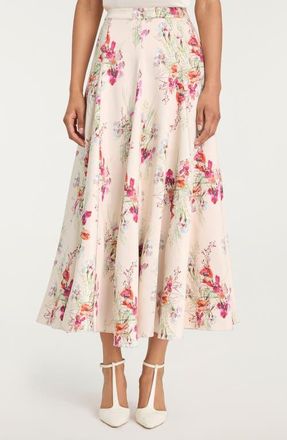 Cinq &agrave; Sept Hilda Bouquet Godet Skirt in Oatmilk Multi at Nordstrom, Size 00