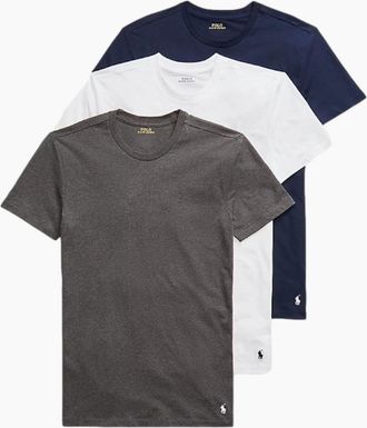 Polo Ralph Lauren Mens Polo Ralph Lauren Crewneck Undershirt 3 Pack 036 Navy/Brcly Hthr/White - Black - Size: 38