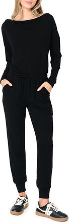 Gibsonlook Luxe Off the Shoulder Long Sleeve Knit Jumpsuit in Black at Nordstrom, Size X-Large