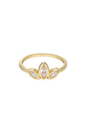 Adornia 14K Gold Plated Cubic Zirconia Petal Ring at Nordstrom Rack, Size 8