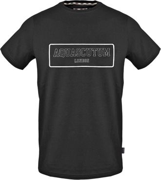 Aquascutum Heren Belettering Crew Hals T-shirt (Zwart)