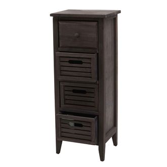 Hhg Nunca Usado] C&oacute;moda T18, Cajonera, 4 Cajones, 74x30x25cm Shabby-look Vintage, Gris-marr&oacute;n