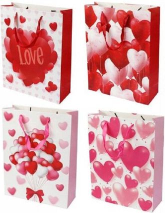 Trade Shop Trade Shop - Set 6 Buste Da Regalo Per San Valentino Cuori 31x11x42cm 71093 Modelli Assortiti