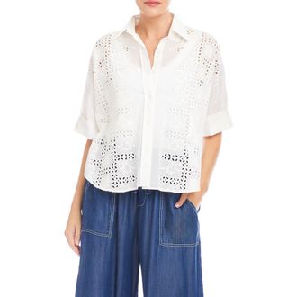 Fifteen Twenty Alisa Eyelet Shirt in White at Nordstrom, Size Small