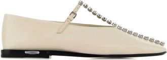 Jil Sander crystal-embellished leather ballerinas - Toni neutri