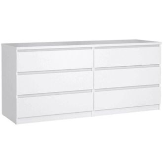 Dmora Cassettiera a sei cassetti, colore bianco lucido, cm 153 x 70 x 50, con imballo rinforzato - Dmora