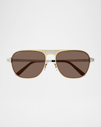 Cartier Men & apos;s CT0532SM Metal Aviator Sunglasses