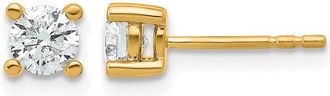 Diamond2Deal 14k Yellow Gold 2/3 ct Round Lab Grown Diamond Stud Earrings VS Clarity, G-H Color