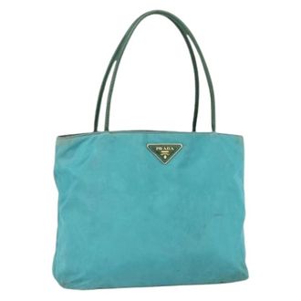 Prada Pre-owned Tote Bags, female, Blue, Size: ONE SIZE Pre-owned Nylon Tote