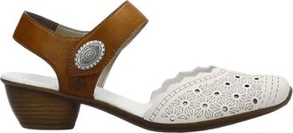 Rieker Womens Mirjam Low-Heeled Leather Shoes In Cream/cayenne