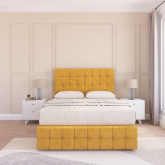 Sloomy Berlin Divan Bed Set With 2 drawers Footend - Plush Velvet in Gold | Size: Double