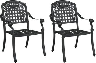 vidaXL Garden Chair 2 pcs Black 55 x 56.5 x 91cm Aluminium Vidaxl