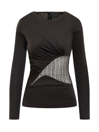 Givenchy Draped Jersey And Lace Top 4G