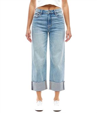 Hidden Jeans Ella High Rise Cuffed Wide Leg Jeans In Vintage Wash