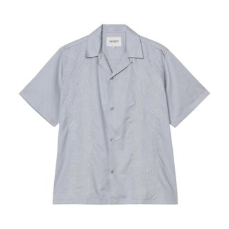 Carhartt Work in Progress Short-Sleeve Signet Shirt - Heren - Korte mouwen Overhemden - Grijs - XL - Katoen - Overhemden