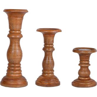 Mela Artisans Jharna Pillar Candleholder Set - Natural at Nordstrom