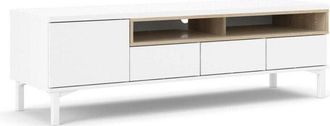 Dmora Dmora - Mueble de televisión Rosata, Aparador de salón, Mueble bajo para TV, Base de pared equipada, 156x48 h48 cm, Blanco y Roble