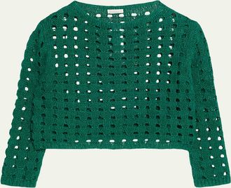 Lafayette 148 New York Linen-Silk Chainette Basket Stitch Sweater