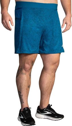 Brooks Sherpa 7 2-In-1 Shorts In Dark Ocean Terrain Print