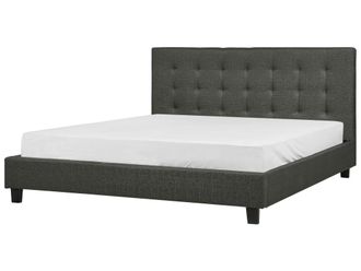 Beliani Cama matrimonial de tejido gris 180x200