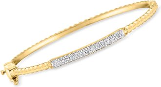 Ross-Simons Diamond Bar Bangle Bracelet in 18kt Gold Over Sterling