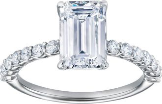 LuvMyJewelry Calista 14K White Gold Emerald Cut Lab Grown Diamond Engagement Ring - 2.55 ctw at Nordstrom, Size 5.5