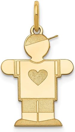 Diamond2Deal 14k Yellow Gold The Kids Small Heart Shirt Boy Engravable Hugs Charm Pendant