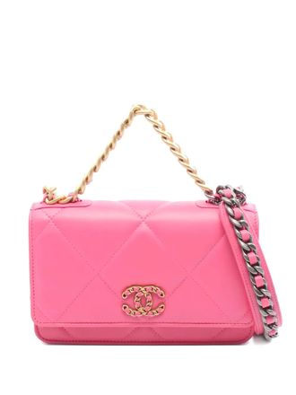 Chanel 2021 19 Dizeneuf quilted chain-strap mini bag - women - Calf Leather - One Size - Pink