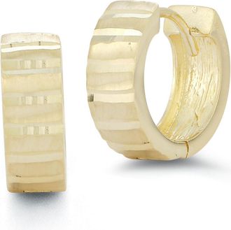 Ember Fine Jewelry 14K Gold Diamond-cut Ribbed Huggies